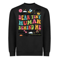 Black customized teacher dear tiny human behind me back Heavyweight Sweatshirt - JahusDesignShop