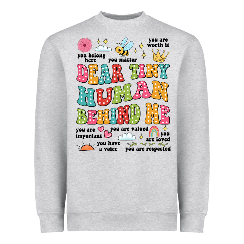 Customized Teacher Dear Tiny Human Behind Me Back Heavyweight Sweatshirt by JahusDesignShop | Teevron