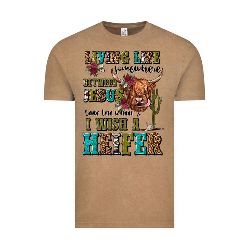 Living Life Somewhere Between Jesus Take The Wheel Vintage Tee by JahusDesignShop | Teevron