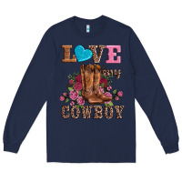 Navy valentines day love my cowboy Long Sleeve Tee - AdoDesignShop