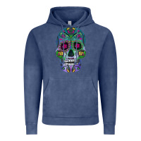 Vintage Denim sugar skull Vintage Hoodie - FaDigitalArtStudio