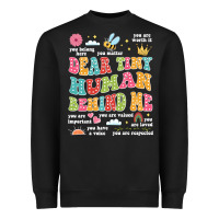 Black customized teacher dear tiny human behind me back Heavyweight Sweatshirt - JahusDesignShop