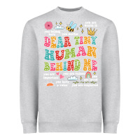 Heather Grey customized teacher dear tiny human behind me back Heavyweight Sweatshirt - JahusDesignShop