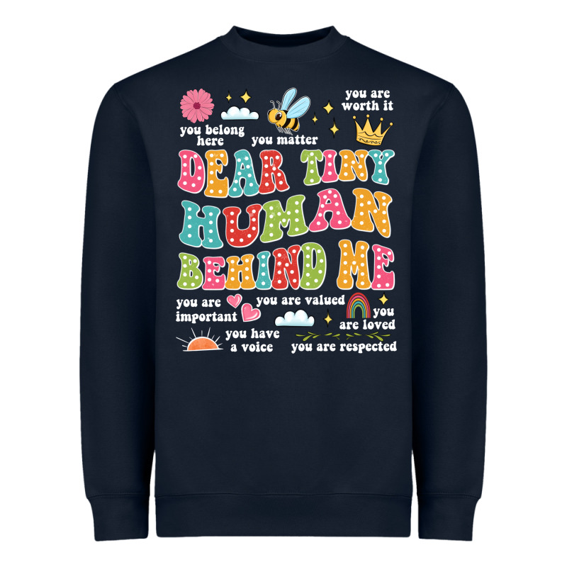 Customized Teacher Dear Tiny Human Behind Me Back Heavyweight Sweatshirt by JahusDesignShop | Teevron