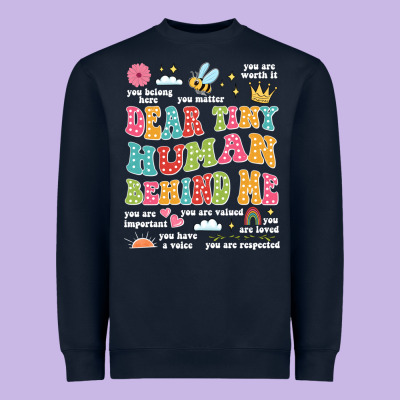 Customized Teacher Dear Tiny Human Behind Me Back Heavyweight Sweatshirt Designed By Jahusdesignshop