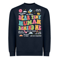 Navy customized teacher dear tiny human behind me back Heavyweight Sweatshirt - JahusDesignShop