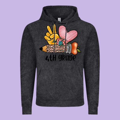 Peace Love 4th Grade Vintage Hoodie Designed By Jahusdesignshop
