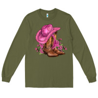 Army Green valentines day boots cowgirl hat and roses Long Sleeve Tee - AdoDesignShop