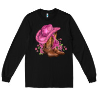 Black valentines day boots cowgirl hat and roses Long Sleeve Tee - AdoDesignShop