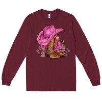 Burgundy valentines day boots cowgirl hat and roses Long Sleeve Tee - AdoDesignShop