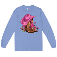 Colony Blue valentines day boots cowgirl hat and roses Long Sleeve Tee - AdoDesignShop