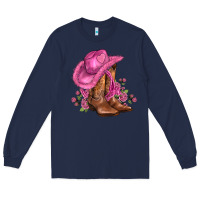 Navy valentines day boots cowgirl hat and roses Long Sleeve Tee - AdoDesignShop