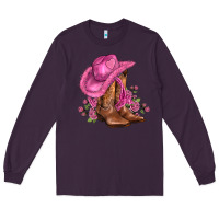 Plum valentines day boots cowgirl hat and roses Long Sleeve Tee - AdoDesignShop