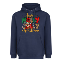 Navy have a holly jolly christmas Heavyweight Hoodie - MaliasSmallBusiness