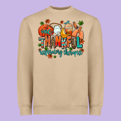 One Thankful Respiratory Therapist Heavyweight Sweatshirt Designed By Adodesignshop