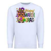 White Happy Mardi Gras With Gnome Premium Sweatshirt - BundleAndBundleShop
