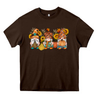 Chocolate Brown fall gnomes pumpkin sunflowers Heavy Core Tee - Artiststas