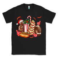 Black Christmas tree cake American football  ball and hot dogs ado Classic Tee - AdoDesignShop
