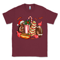 Burgundy Christmas tree cake American football  ball and hot dogs ado Classic Tee - AdoDesignShop