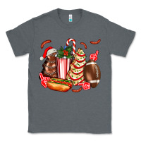Charcoal Heather Christmas tree cake American football  ball and hot dogs ado Classic Tee - AdoDesignShop