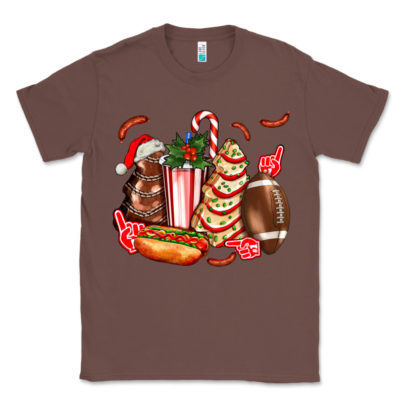 Christmas Tree Cake American Football  Ball And Hot Dogs Ado Classic Tee by AdoDesignShop | Teevron