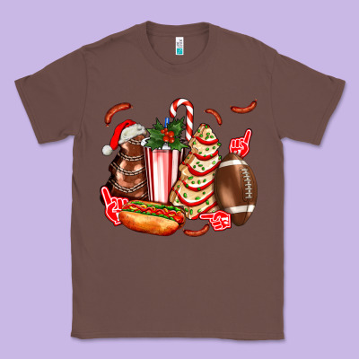 Christmas Tree Cake American Football  Ball And Hot Dogs Ado Classic Tee Designed By Adodesignshop