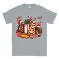 Heather Grey Christmas tree cake American football  ball and hot dogs ado Classic Tee - AdoDesignShop