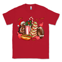 Red Christmas tree cake American football  ball and hot dogs ado Classic Tee - AdoDesignShop