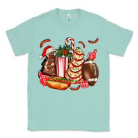 Seafoam Christmas tree cake American football  ball and hot dogs ado Classic Tee - AdoDesignShop
