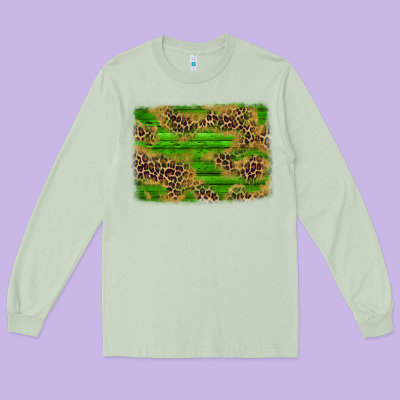 Western Leopard Distressed Background Long Sleeve Tee Designed By Adodesignshop