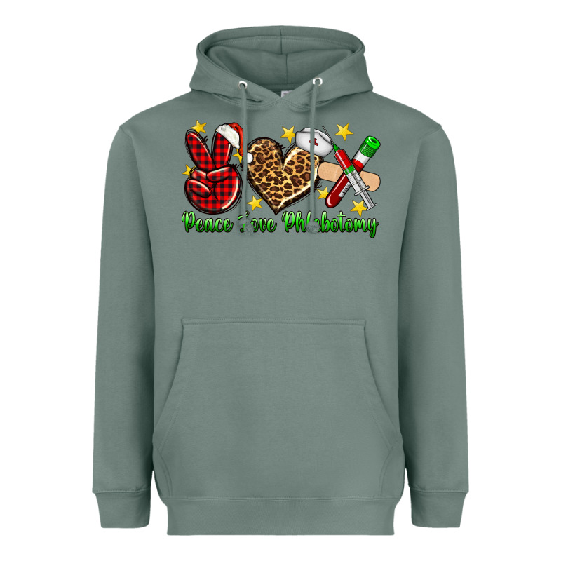Peace Love Phlebotomy Christmas Heavyweight Hoodie by NancyCooperArtShop | Teevron