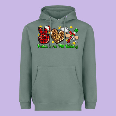 Peace Love Phlebotomy Christmas Heavyweight Hoodie Designed By Nancycooperartshop
