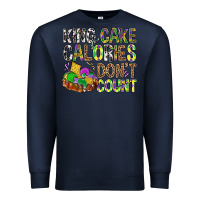 Navy King Cake Calories Don't Count Mardi Gras Premium Sweatshirt - BundleAndBundleShop