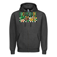 Charcoal Heather lucky dude Zipper Hoodie - MaliasSmallBusiness