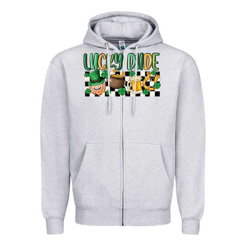 Lucky Dude Zipper Hoodie by MaliasSmallBusiness | Teevron