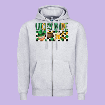 Lucky Dude Zipper Hoodie Designed By Maliassmallbusiness