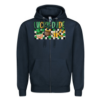 Navy lucky dude Zipper Hoodie - MaliasSmallBusiness
