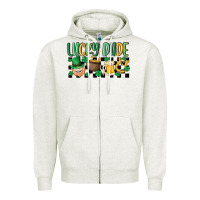 Oatmeal Heather lucky dude Zipper Hoodie - MaliasSmallBusiness