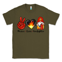 Army Green peace love firefighter Classic Tee - Artiststas
