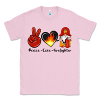 Bubblegum Pink peace love firefighter Classic Tee - Artiststas