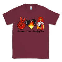 Burgundy peace love firefighter Classic Tee - Artiststas