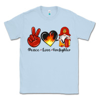 Dusty Blue peace love firefighter Classic Tee - Artiststas