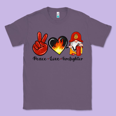Peace Love Firefighter Classic Tee Designed By Artiststas