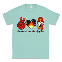 Seafoam peace love firefighter Classic Tee - Artiststas