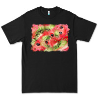 Black watermelon strawberry kiwi background Premium Tee - BarkalooDesign