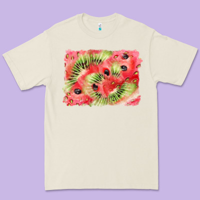 Watermelon Strawberry Kiwi Background Premium Tee Designed By Barkaloodesign