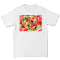 White watermelon strawberry kiwi background Premium Tee - BarkalooDesign