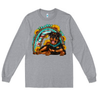 Heather Grey Rottweiler  rainbow Long Sleeve Tee - Artiststas