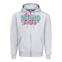 Heather Grey rodeo babe Zipper Hoodie - MaliasSmallBusiness