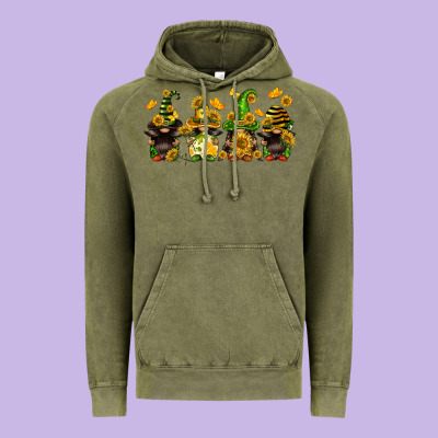 Sunflower Gnomies Vintage Hoodie Designed By Fadigitalartstudio